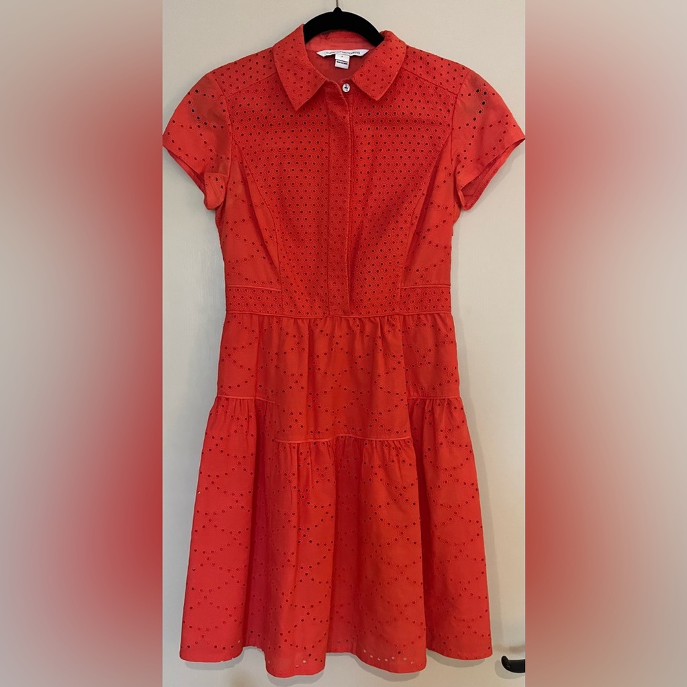 Diane Von Furstenberg Coral Eyelet Tiered Women’s Dress